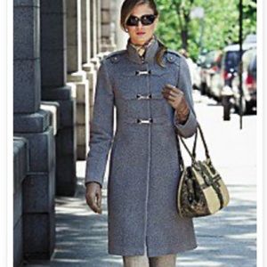 Vintage LL COLLEZIONI ITALIA Military Decorative Clasps Heather Grey Coat